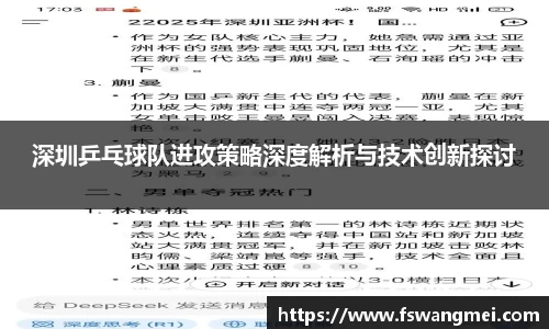 深圳乒乓球队进攻策略深度解析与技术创新探讨